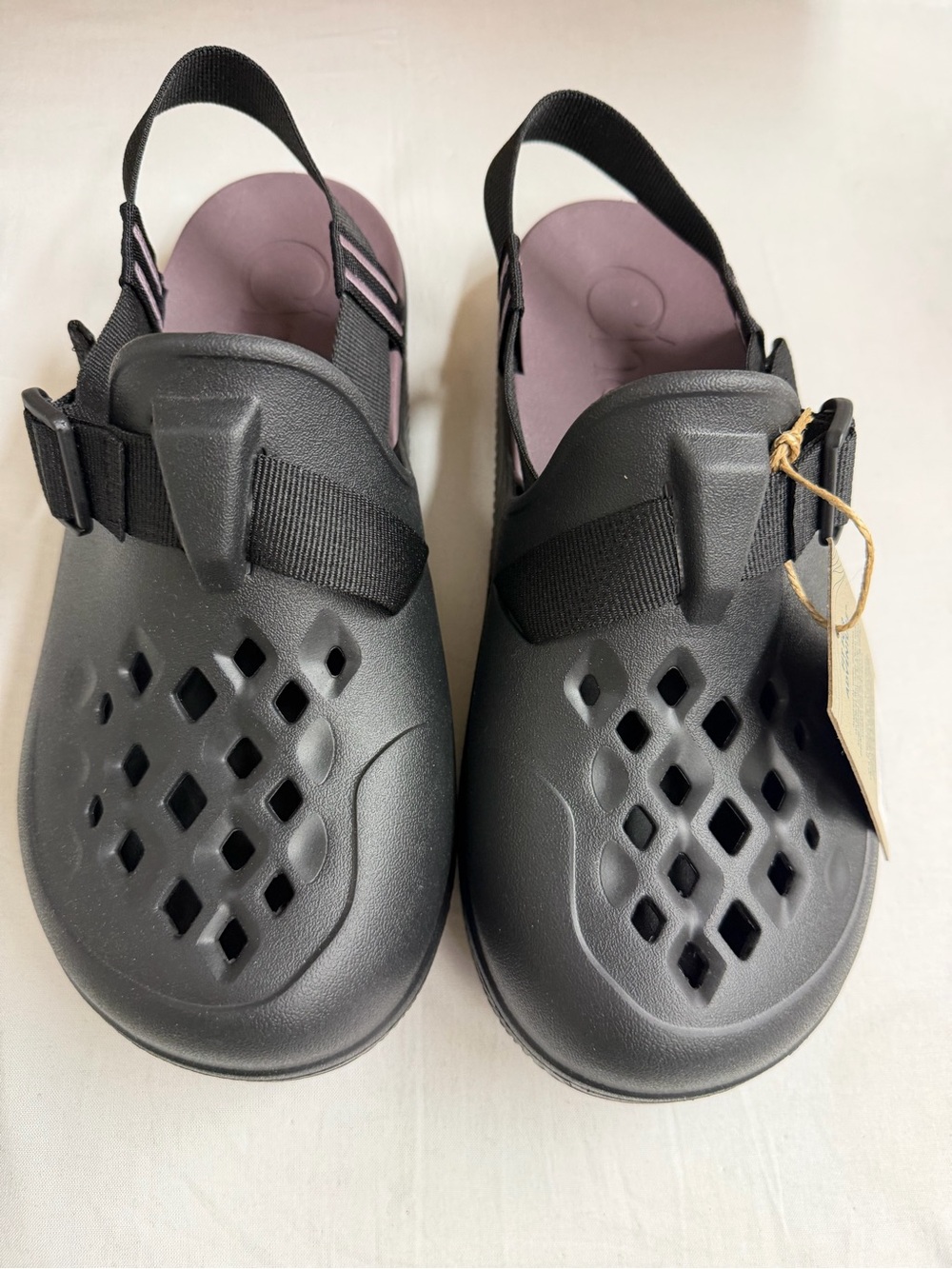 Chaco Black and Purple Slingback Clog Mules